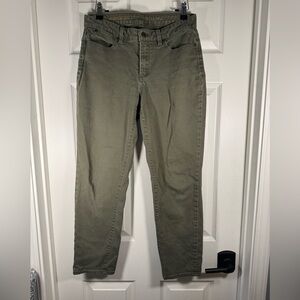Talbots Heritage Ankle Straight Olive Green Denim Pants Size 6 Womens
